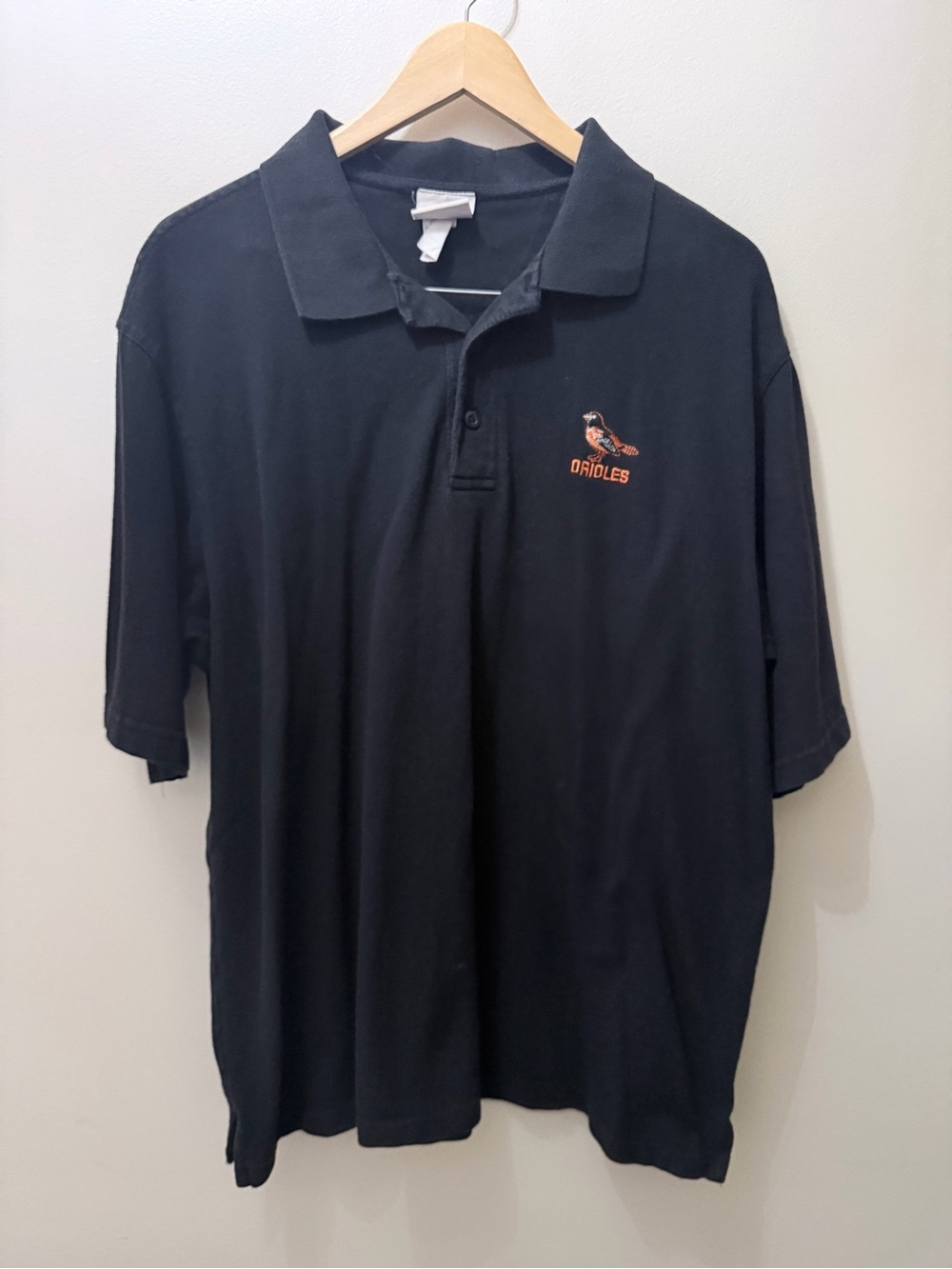 Vintage Majestic Baltimore Oriole’s MLB Baseball Embroidered Black Polo Shirt XL